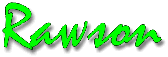 The word 'Rawson' as a logo
